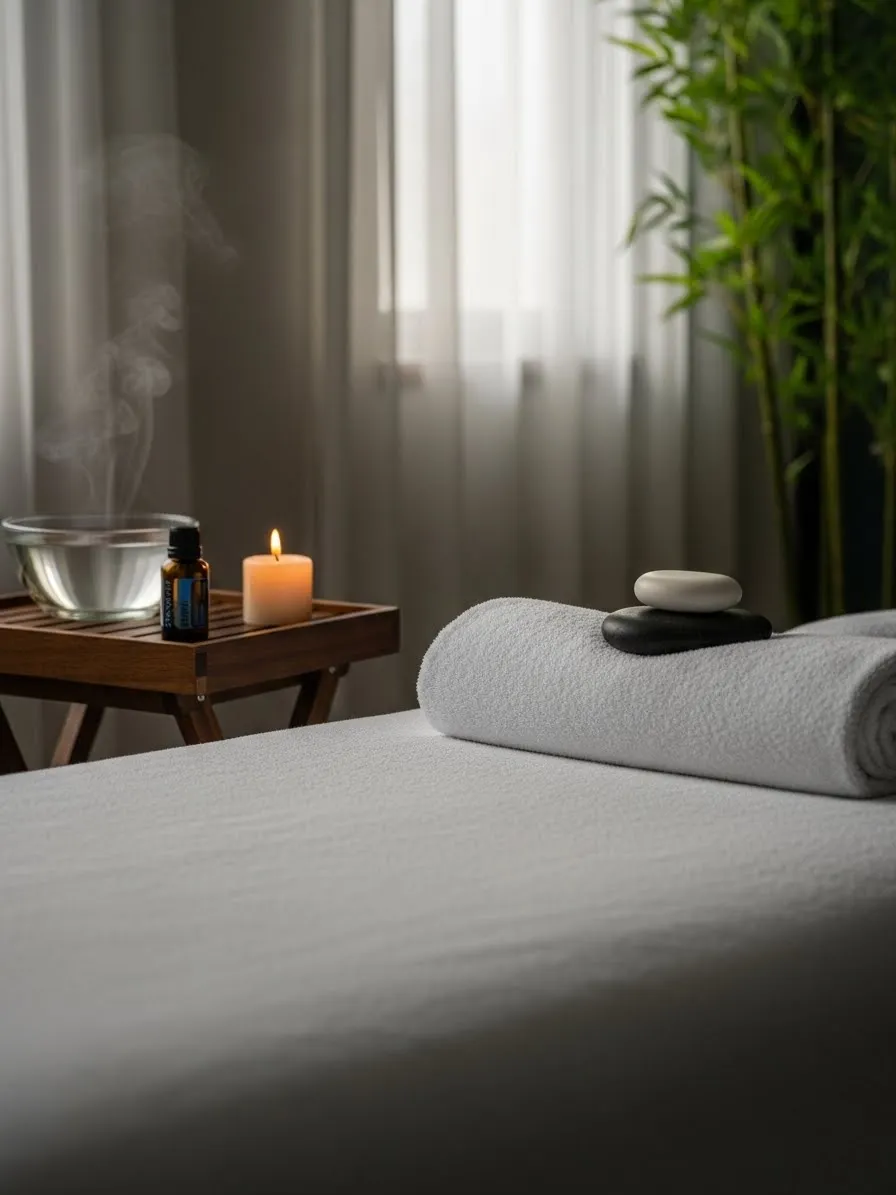 서울 출장마사지 방문 관리 전 준비된 타월과 관리 도구